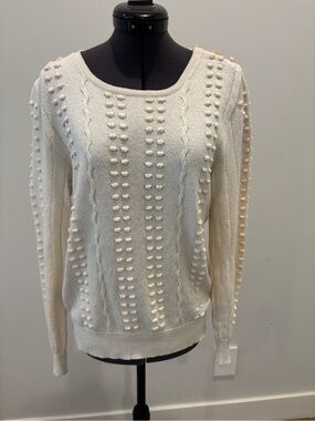 A.P.C. Cream Popcorn-Knit Scoop Neck Sweater